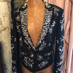 BCBG Maxazria Embroidered Blazer Jacket (Medium)